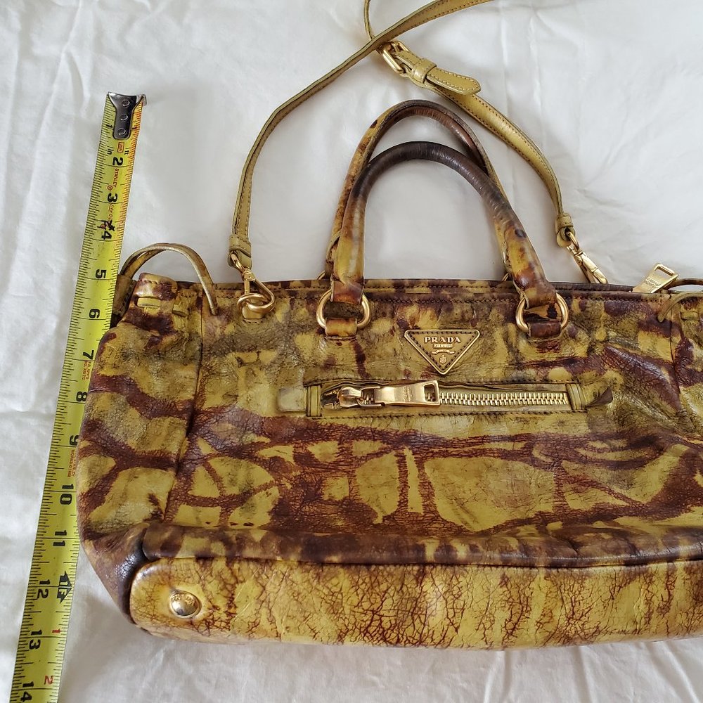 Prada tote top handle bag leather dyed camo brown black beige tan galleria lux - Picture 16 of 16